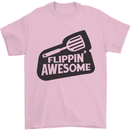 Flipping Awesome Funny BBQ Chef Fathers Day Mens T-Shirt 100% Cotton Light Pink