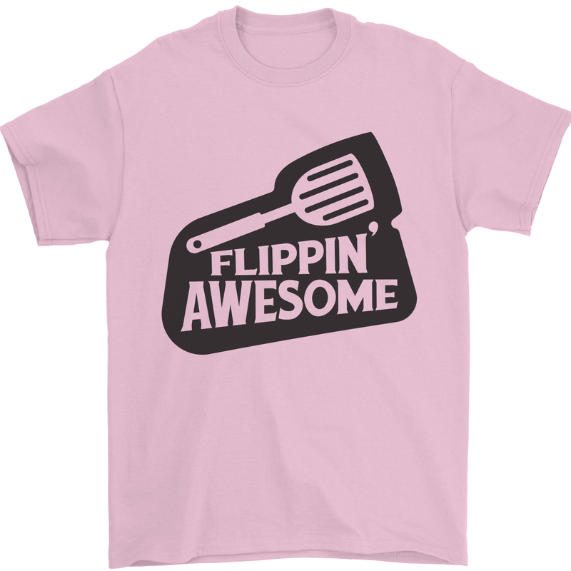 Flipping Awesome Funny BBQ Chef Fathers Day Mens T-Shirt Cotton Gildan Light Pink