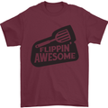 Flipping Awesome Funny BBQ Chef Fathers Day Mens T-Shirt Cotton Gildan Maroon