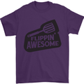 Flipping Awesome Funny BBQ Chef Fathers Day Mens T-Shirt Cotton Gildan Purple