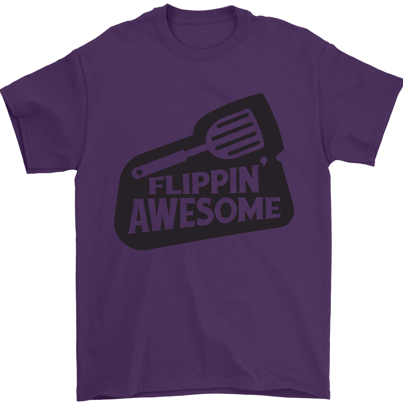 Flipping Awesome Funny BBQ Chef Fathers Day Mens T-Shirt Cotton Gildan Purple