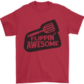 Flipping Awesome Funny BBQ Chef Fathers Day Mens T-Shirt Cotton Gildan Red