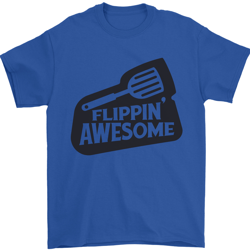 Flipping Awesome Funny BBQ Chef Fathers Day Mens T-Shirt Cotton Gildan Royal Blue