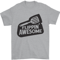 Flipping Awesome Funny BBQ Chef Fathers Day Mens T-Shirt Cotton Gildan Sports Grey