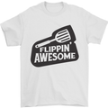 Flipping Awesome Funny BBQ Chef Fathers Day Mens T-Shirt Cotton Gildan White