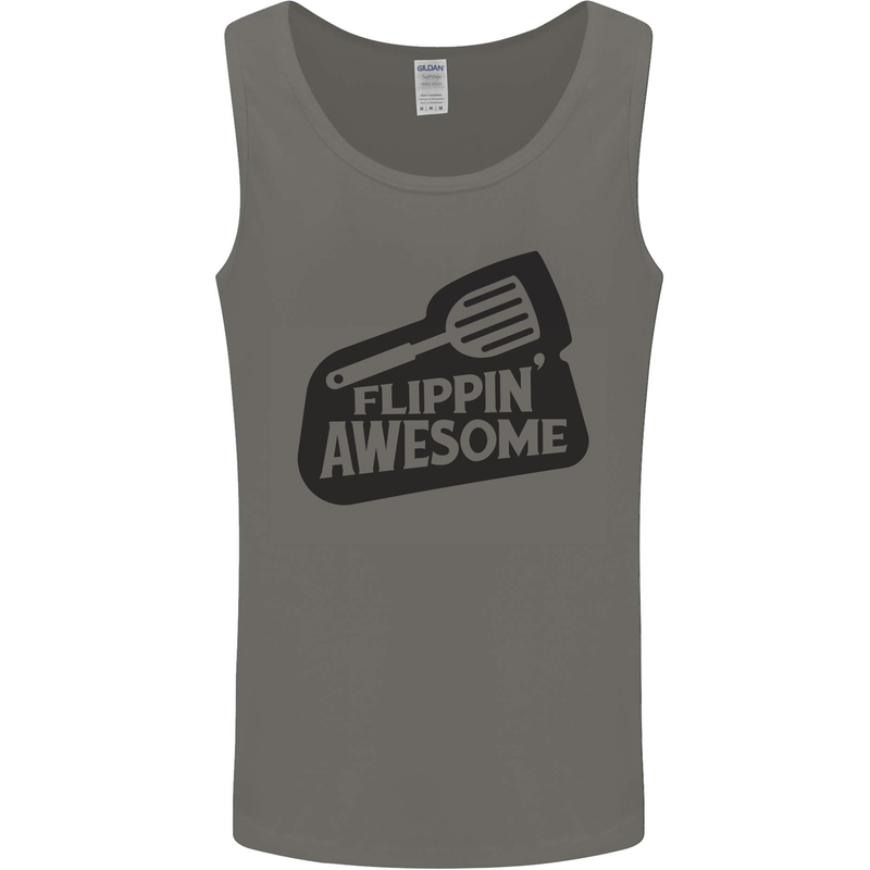 Flipping Awesome Funny BBQ Chef Fathers Day Mens Vest Tank Top Charcoal