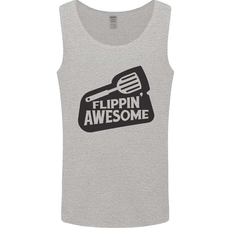 Flipping Awesome Funny BBQ Chef Fathers Day Mens Vest Tank Top Sports Grey
