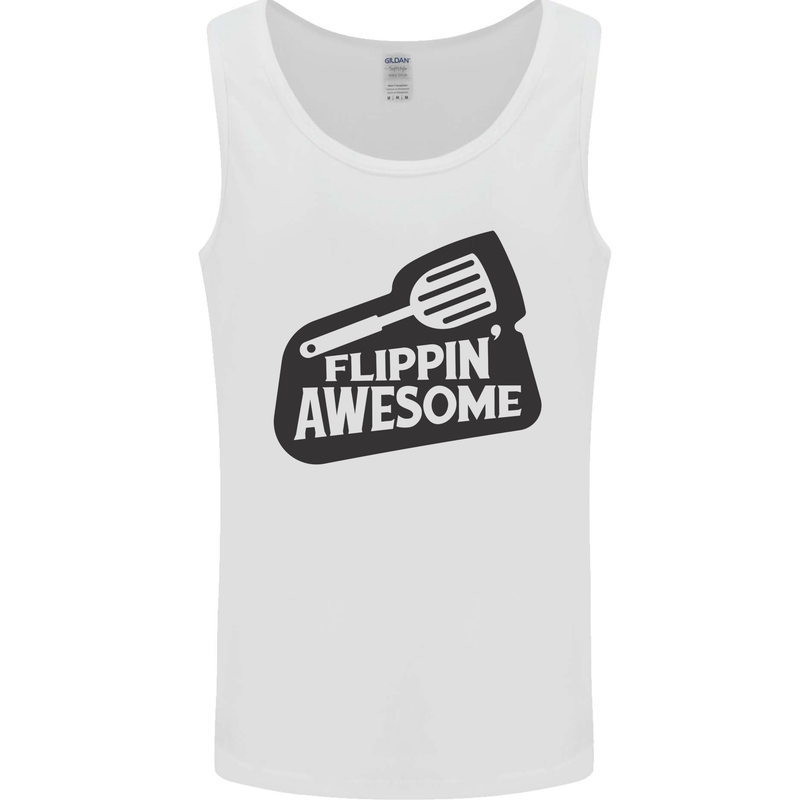 Flipping Awesome Funny BBQ Chef Fathers Day Mens Vest Tank Top White