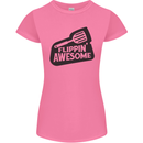 Flipping Awesome Funny BBQ Chef Fathers Day Womens Petite Cut T-Shirt Azalea