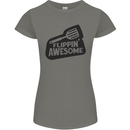 Flipping Awesome Funny BBQ Chef Fathers Day Womens Petite Cut T-Shirt Charcoal