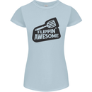 Flipping Awesome Funny BBQ Chef Fathers Day Womens Petite Cut T-Shirt Light Blue