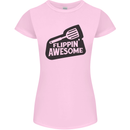 Flipping Awesome Funny BBQ Chef Fathers Day Womens Petite Cut T-Shirt Light Pink