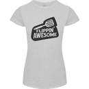 Flipping Awesome Funny BBQ Chef Fathers Day Womens Petite Cut T-Shirt Sports Grey