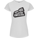 Flipping Awesome Funny BBQ Chef Fathers Day Womens Petite Cut T-Shirt White