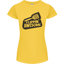 Flipping Awesome Funny BBQ Chef Fathers Day Womens Petite Cut T-Shirt Yellow