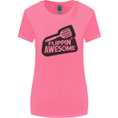 Flipping Awesome Funny BBQ Chef Fathers Day Womens Wider Cut T-Shirt Azalea