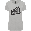 Flipping Awesome Funny BBQ Chef Fathers Day Womens Wider Cut T-Shirt Sports Grey