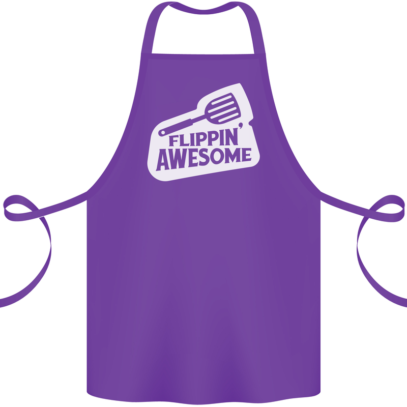 Flipping Awesome Funny Chef BBQ Fathers Day Cotton Apron 100% Organic Purple