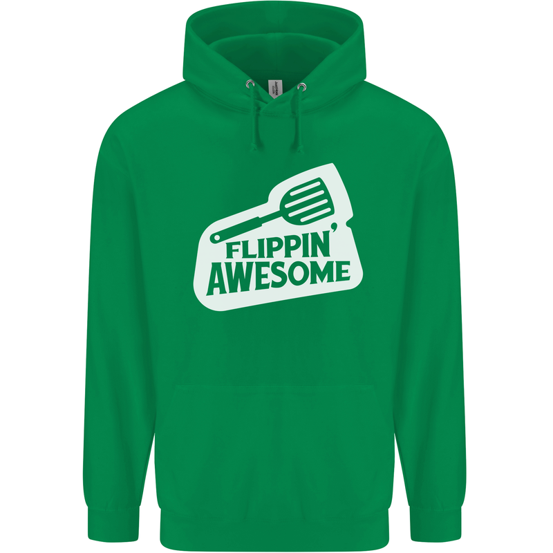 Flipping Awesome Funny Chef BBQ Fathers Day Mens 80% Cotton Hoodie Irish Green