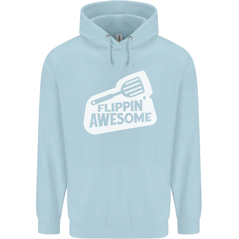 Flipping Awesome Funny Chef BBQ Fathers Day Mens 80% Cotton Hoodie Light Blue