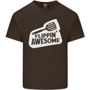 Flipping Awesome Funny Chef BBQ Fathers Day Mens Cotton T-Shirt Tee Top Dark Chocolate