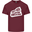Flipping Awesome Funny Chef BBQ Fathers Day Mens Cotton T-Shirt Tee Top Maroon