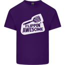 Flipping Awesome Funny Chef BBQ Fathers Day Mens Cotton T-Shirt Tee Top Purple