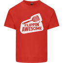 Flipping Awesome Funny Chef BBQ Fathers Day Mens Cotton T-Shirt Tee Top Red