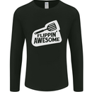 Flipping Awesome Funny Chef BBQ Fathers Day Mens Long Sleeve T-Shirt Black
