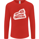 Flipping Awesome Funny Chef BBQ Fathers Day Mens Long Sleeve T-Shirt Red