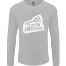 Flipping Awesome Funny Chef BBQ Fathers Day Mens Long Sleeve T-Shirt Sports Grey