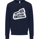 Flipping Awesome Funny Chef BBQ Fathers Day Mens Sweatshirt Jumper Navy Blue