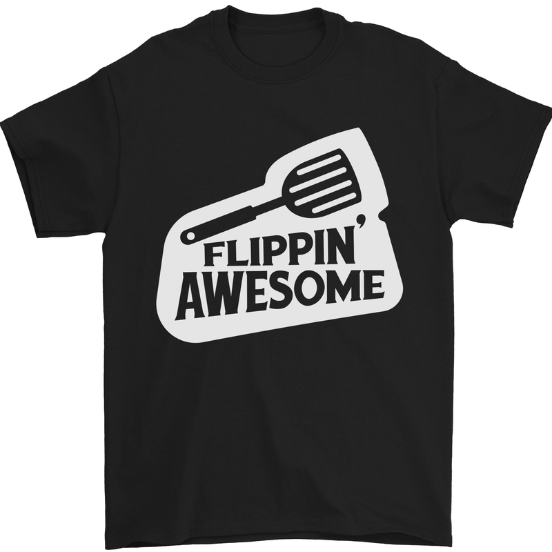 Flipping Awesome Funny Chef BBQ Fathers Day Mens T-Shirt Cotton Gildan Black