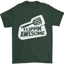 Flipping Awesome Funny Chef BBQ Fathers Day Mens T-Shirt Cotton Gildan Forest Green
