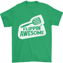 Flipping Awesome Funny Chef BBQ Fathers Day Mens T-Shirt Cotton Gildan Irish Green