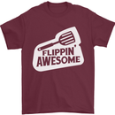Flipping Awesome Funny Chef BBQ Fathers Day Mens T-Shirt Cotton Gildan Maroon