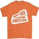 Flipping Awesome Funny Chef BBQ Fathers Day Mens T-Shirt Cotton Gildan Orange