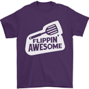 Flipping Awesome Funny Chef BBQ Fathers Day Mens T-Shirt Cotton Gildan Purple