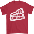 Flipping Awesome Funny Chef BBQ Fathers Day Mens T-Shirt Cotton Gildan Red
