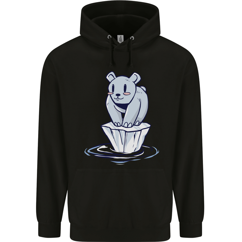 Floating Polar Bear Climate Change Environment Childrens Kids Hoodie Black