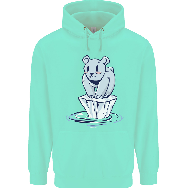 Floating Polar Bear Climate Change Environment Childrens Kids Hoodie Peppermint