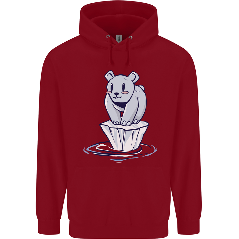 Floating Polar Bear Climate Change Environment Childrens Kids Hoodie Red