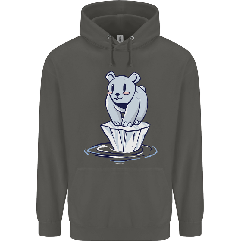 Floating Polar Bear Climate Change Environment Childrens Kids Hoodie Storm Grey