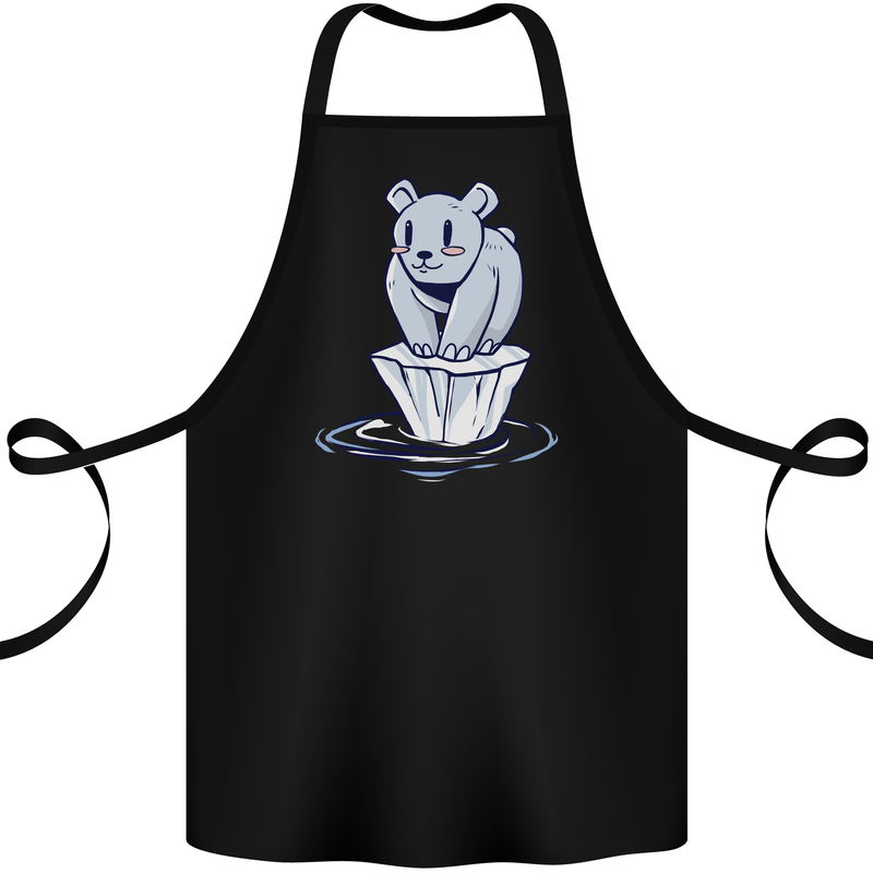 Floating Polar Bear Climate Change Environment Cotton Apron 100% Organic Black