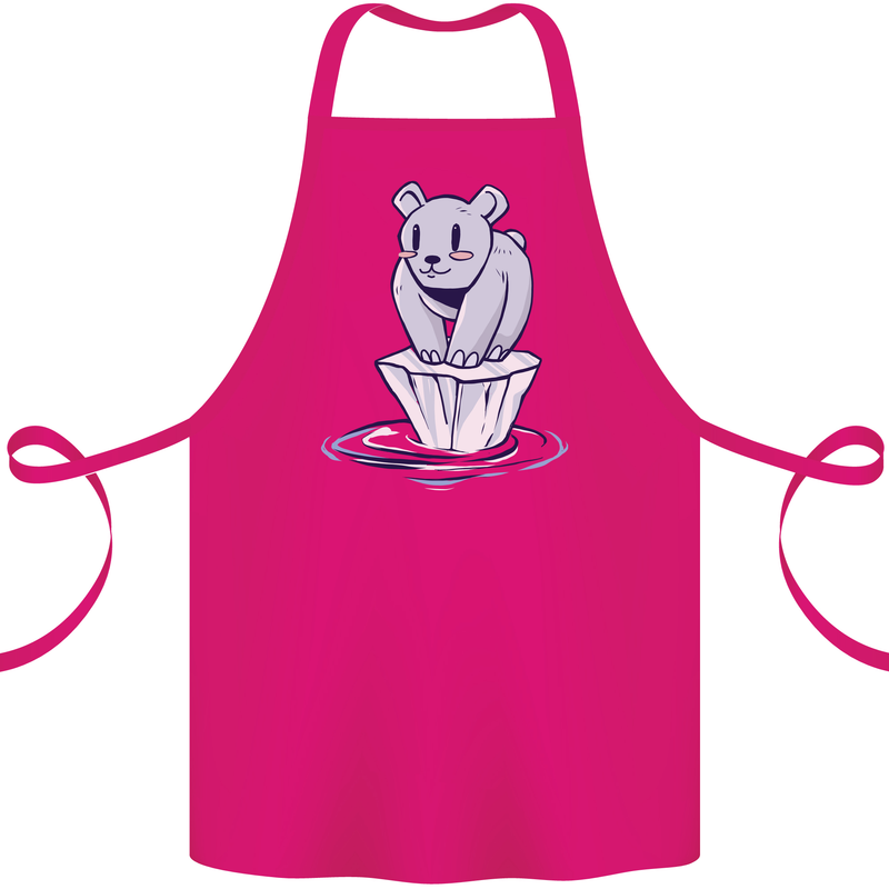 Floating Polar Bear Climate Change Environment Cotton Apron 100% Organic Pink