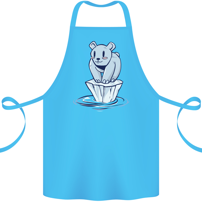 Floating Polar Bear Climate Change Environment Cotton Apron 100% Organic Turquoise