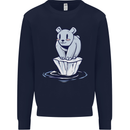 Floating Polar Bear Climate Change Environment Kids Sweatshirt Jumper Navy Blue