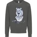 Floating Polar Bear Climate Change Environment Kids Sweatshirt Jumper Storm Grey