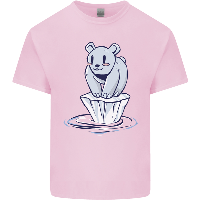 Floating Polar Bear Climate Change Environment Kids T-Shirt Childrens Light Pink
