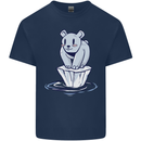 Floating Polar Bear Climate Change Environment Kids T-Shirt Childrens Navy Blue
